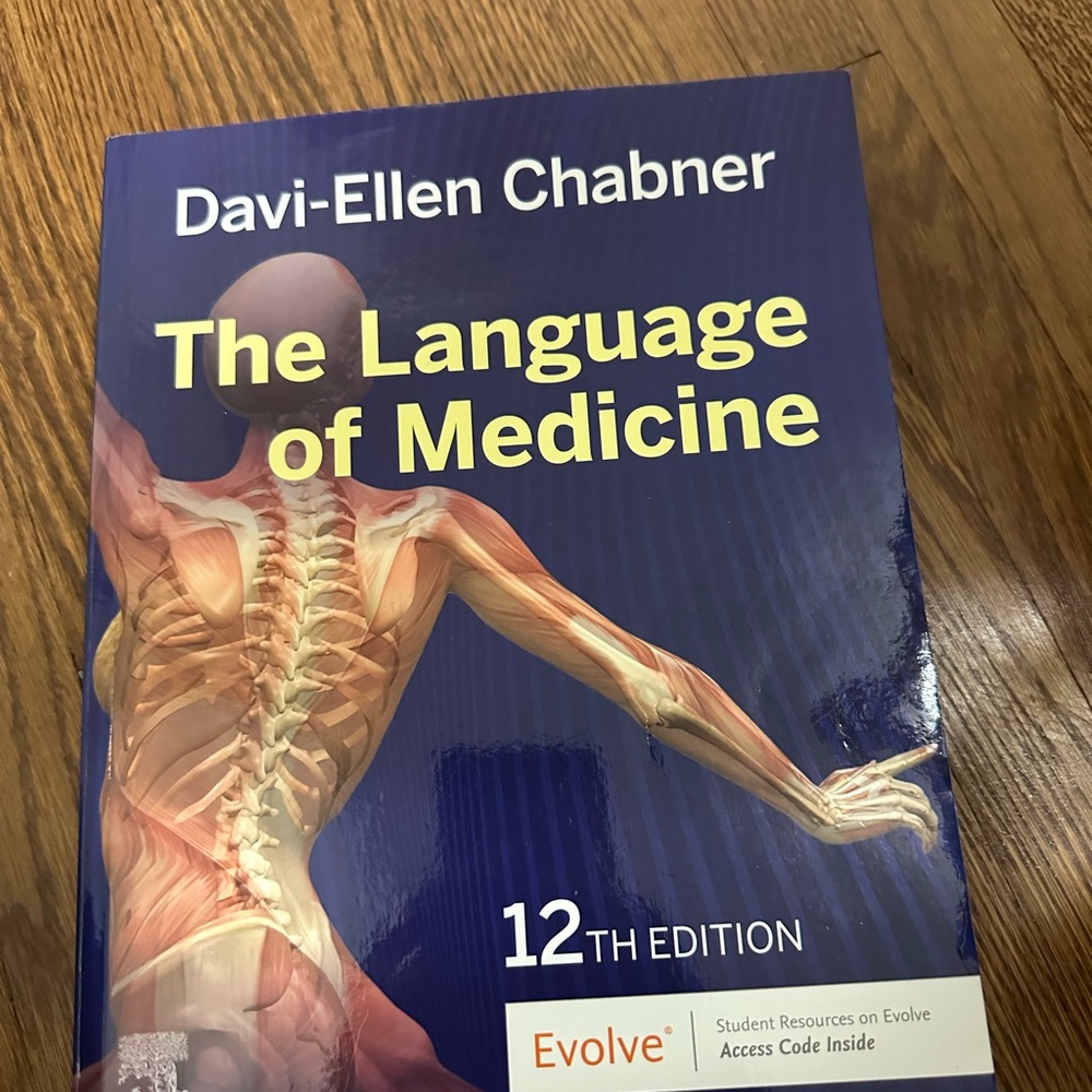 Medical Terminology Textbook - Navy Blue Cover with Anatomical Illustration